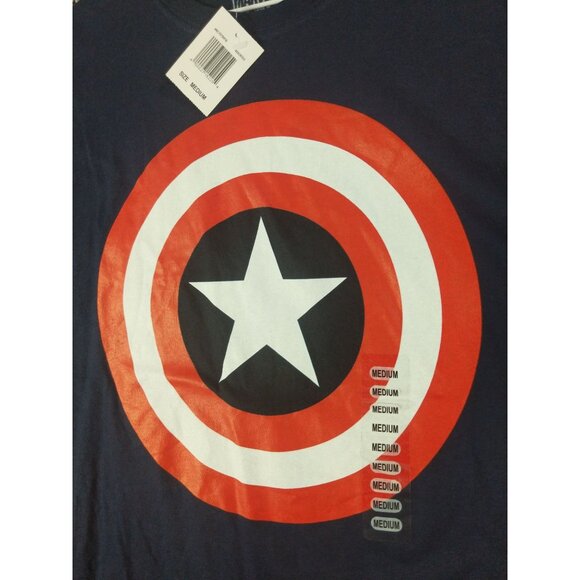 DISNEY MARVEL Captain America Graphic Shirt Mens SZ M Navy Short Sleeve Avengers - Picture 5 of 6